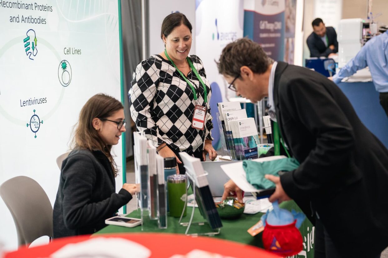 Sponsor exhibition booth showcasing peptide therapeutics solutions at Peptide-Based Therapeutics Europe.