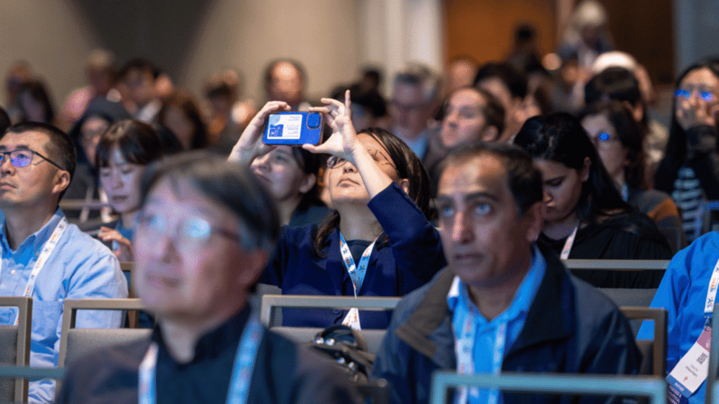 Delegates attending a peptide therapeutics conference session at Peptide-Based Therapeutics Europe.